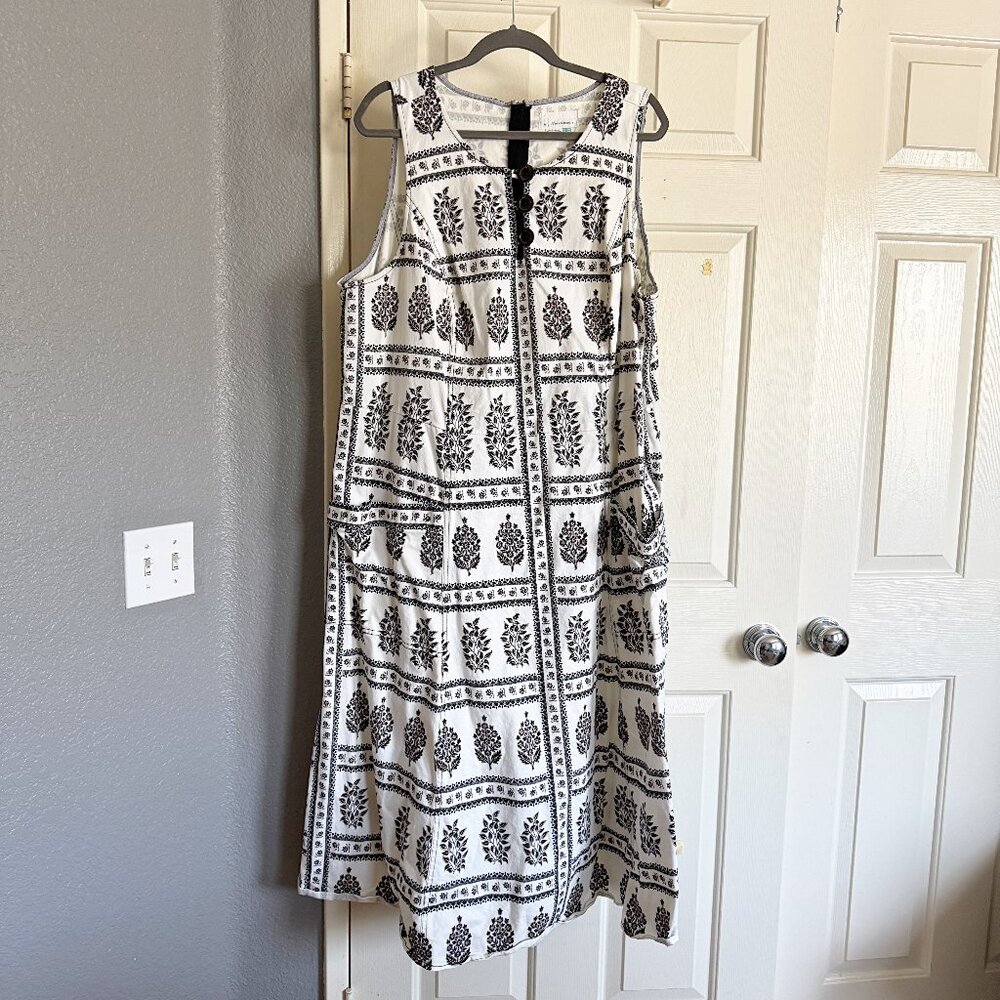 Anthropologie Sleeveless Black and White Floral Dress Size 24 (Plus Size)